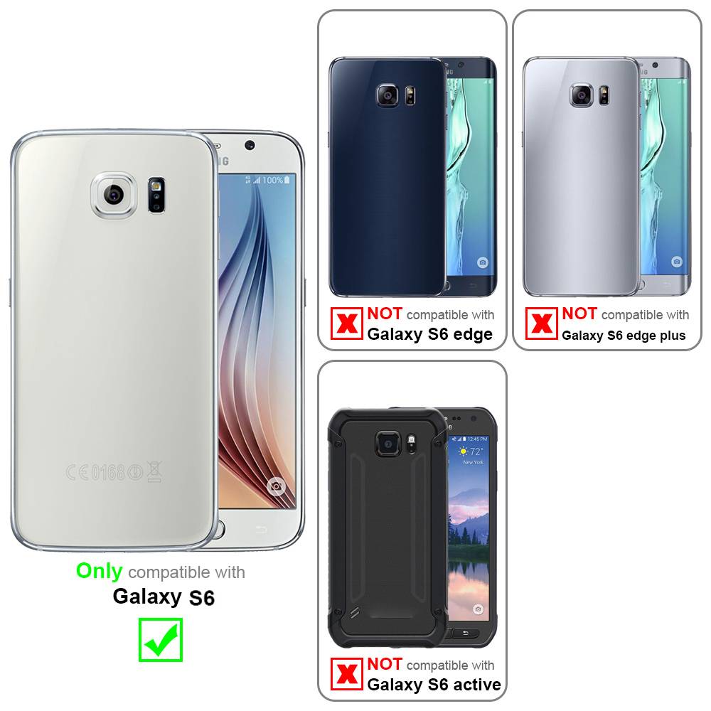 Cadorabo Handytasche mit Gürtelclip kompatibel mit Samsung Galaxy S6 Hülle in Schwarz - Schutzhülle mit Karabinerhaken-1