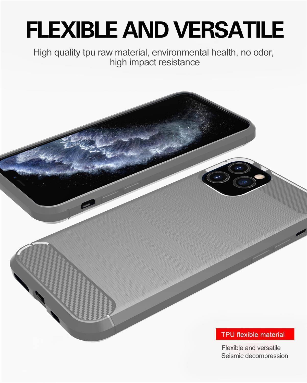 Cadorabo Hülle für Apple iPhone 11 PRO MAX in Grau Schutzhülle TPU Case Cover Etui Handyhülle-2