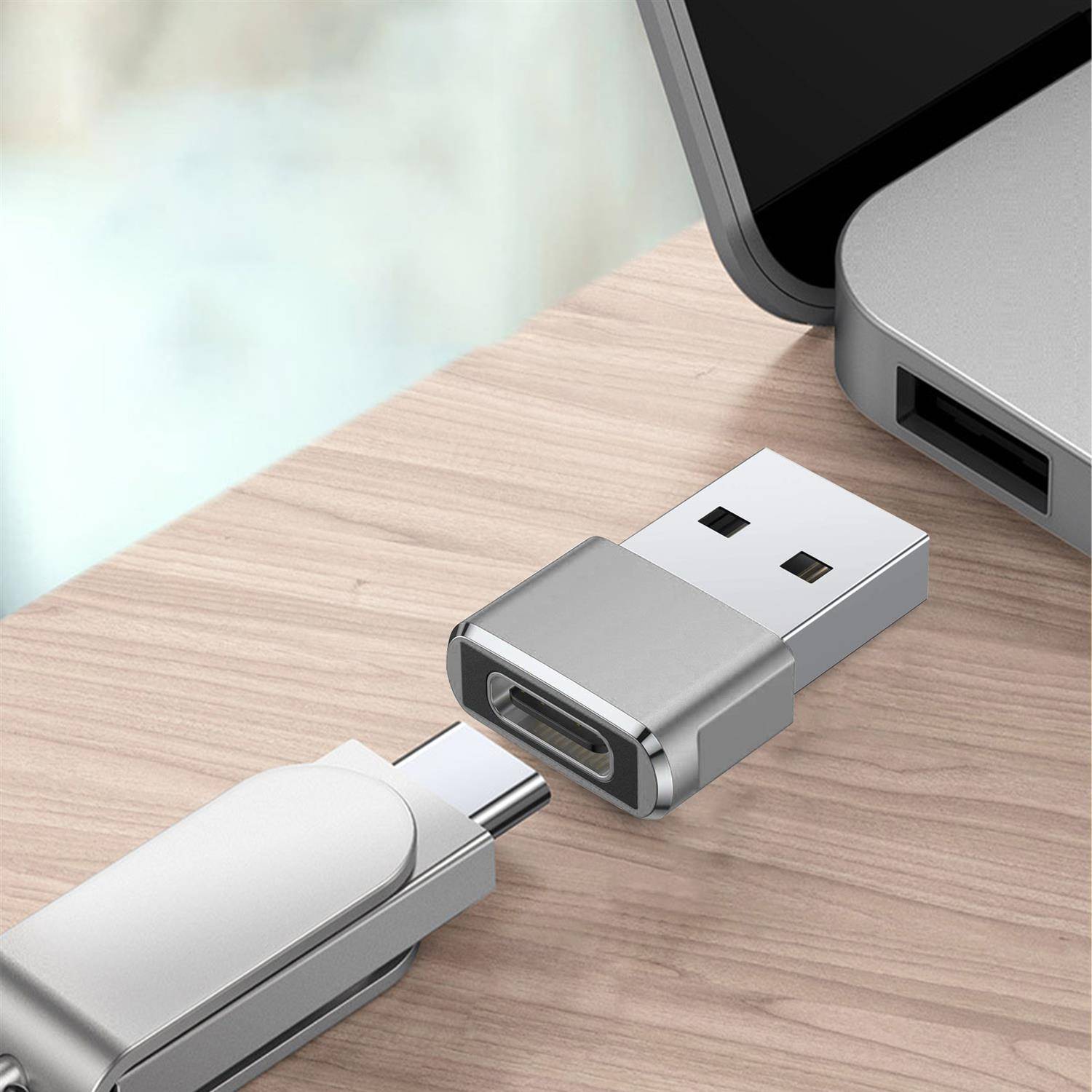 Cadorabo USB Adapter in Silber USB C auf USB Adapter Konverter-3