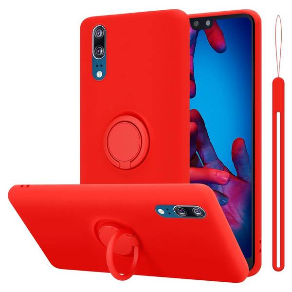 Cadorabo Hülle für Huawei P20 Schutz Hülle in Rot Handyhülle TPU Etui Case Cover