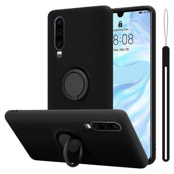 Cadorabo Hülle für Huawei P30 Schutz Hülle in Schwarz Handyhülle TPU Etui Case Cover
