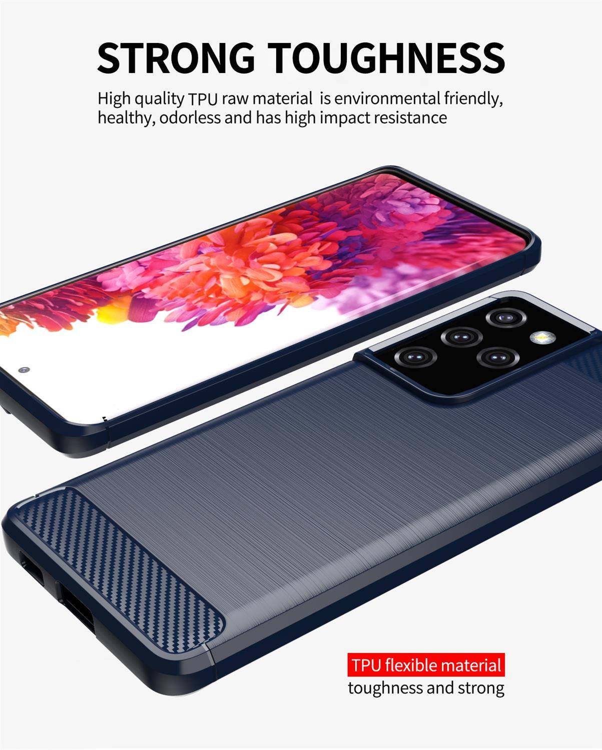 Cadorabo Hülle für Samsung Galaxy S21 ULTRA in Blau Schutzhülle TPU Case Cover Etui Handyhülle-2