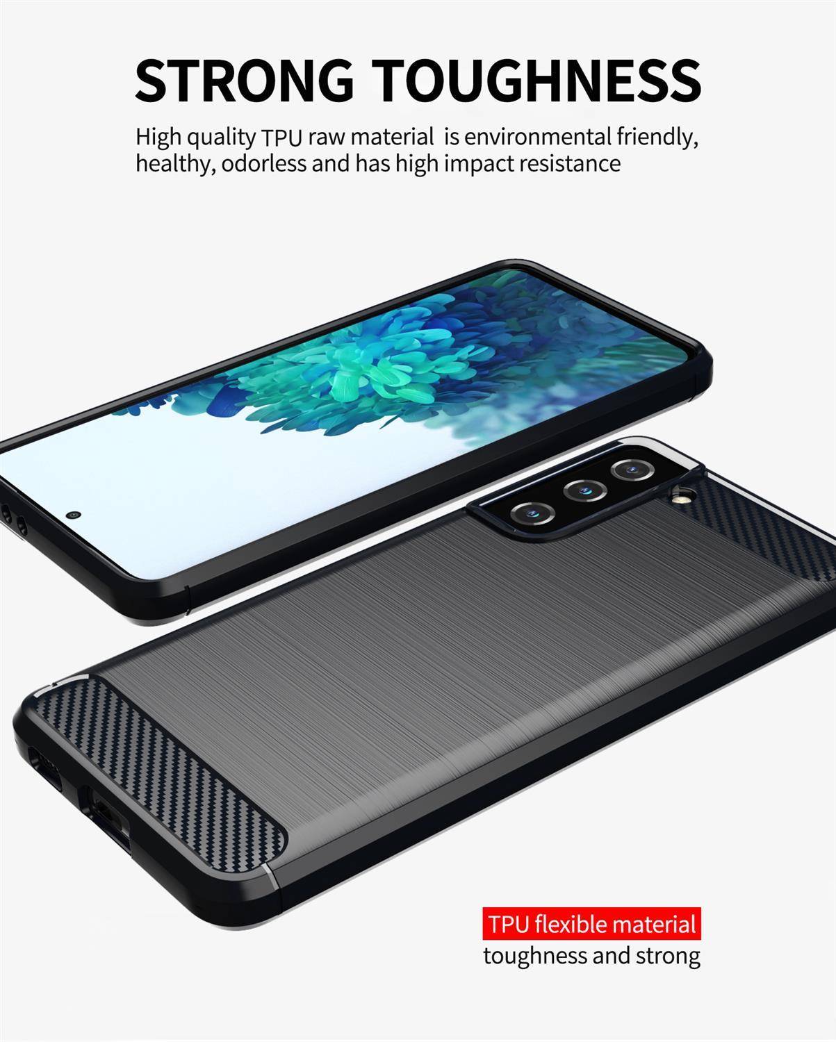 Cadorabo Hülle für Samsung Galaxy S21 FE in Schwarz Schutzhülle TPU Case Cover Etui Handyhülle-2