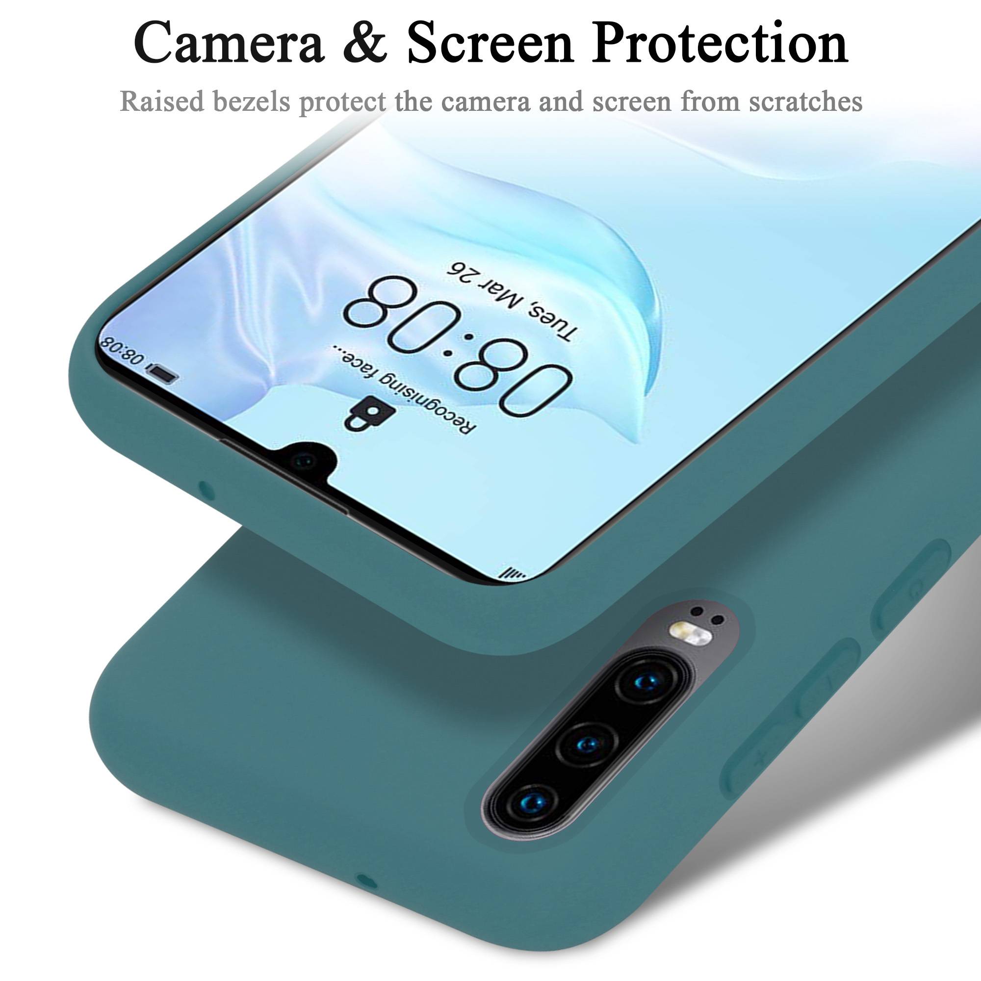 Cadorabo Schutzhülle für Huawei P30 Hülle in Grün Handyhülle Case Cover TPU Etui-4