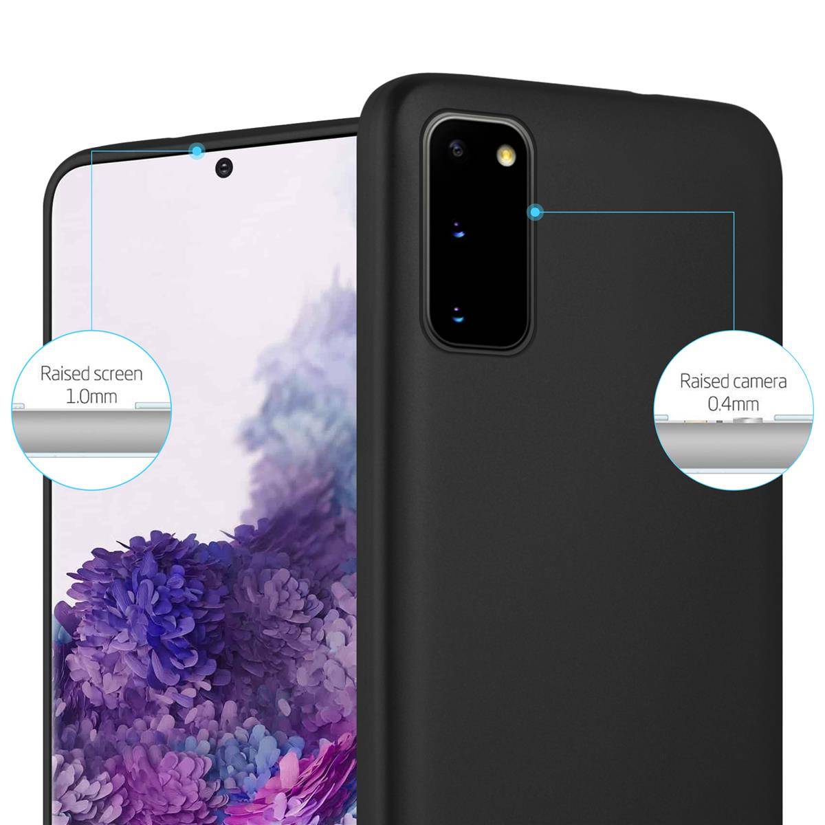 Cadorabo Schutzhülle für Samsung Galaxy S20 Hülle in Schwarz Handyhülle TPU Silikon Etui Cover Case-3