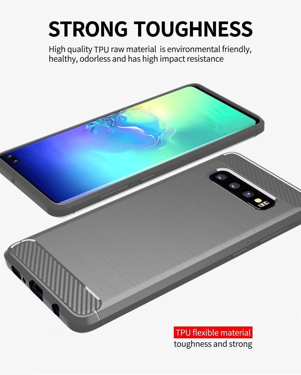 Cadorabo Hülle für Samsung Galaxy S10 4G in Grau Schutzhülle TPU Case Cover Etui Handyhülle-4