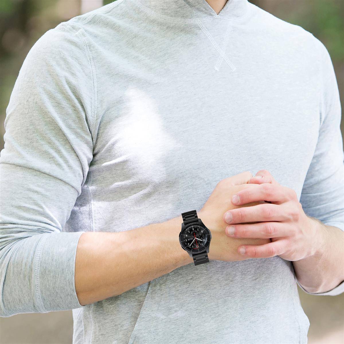 Armband 22mm für Samsung Galaxy Gear S3 / Gear 2/ Huawei Watch GT für Watch 2 Pro Ticwatch Pro Pepple Time in Schwarz-4