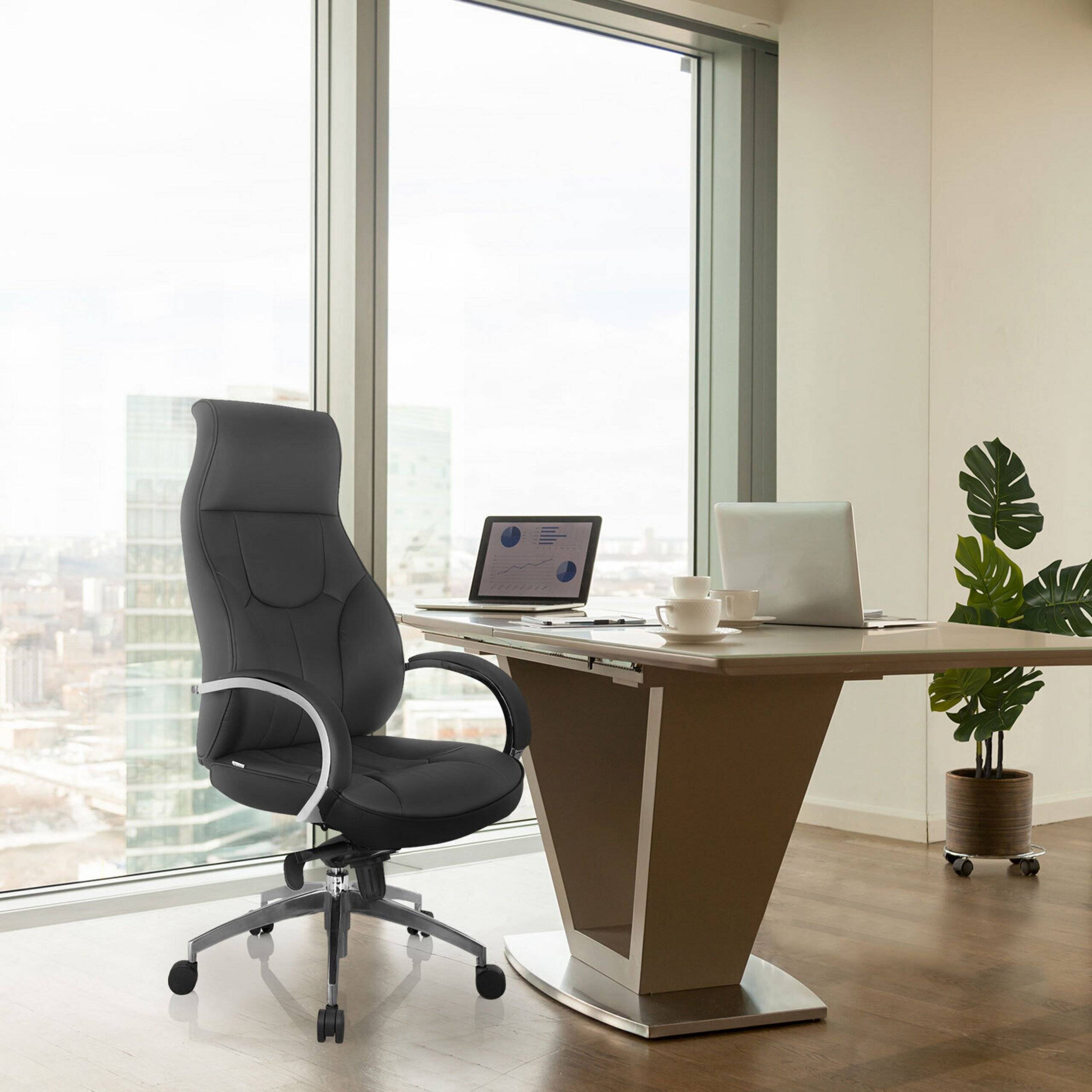 Bürostuhl Chefsessel ELEGANCE I Kunstleder grau hjh OFFICE-4