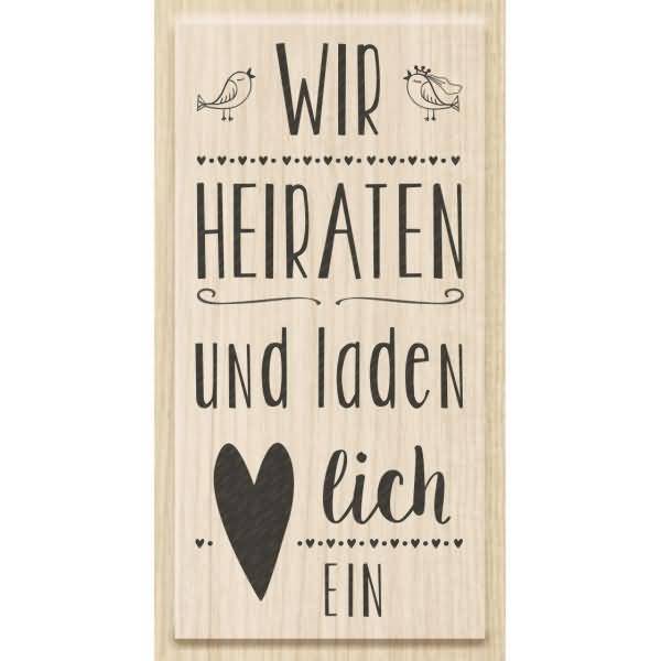Motivstempel 'Wir heiraten und laden dich ein' 4,3x8,6cm-0