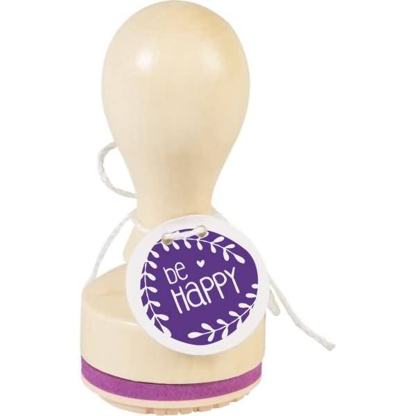 Motivstempel rund 'be Happy' 3,2cm-0