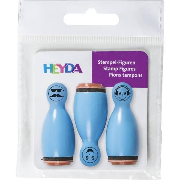 Mini Stempel Gesichter 1,2cm VE=3 Stück blau-0