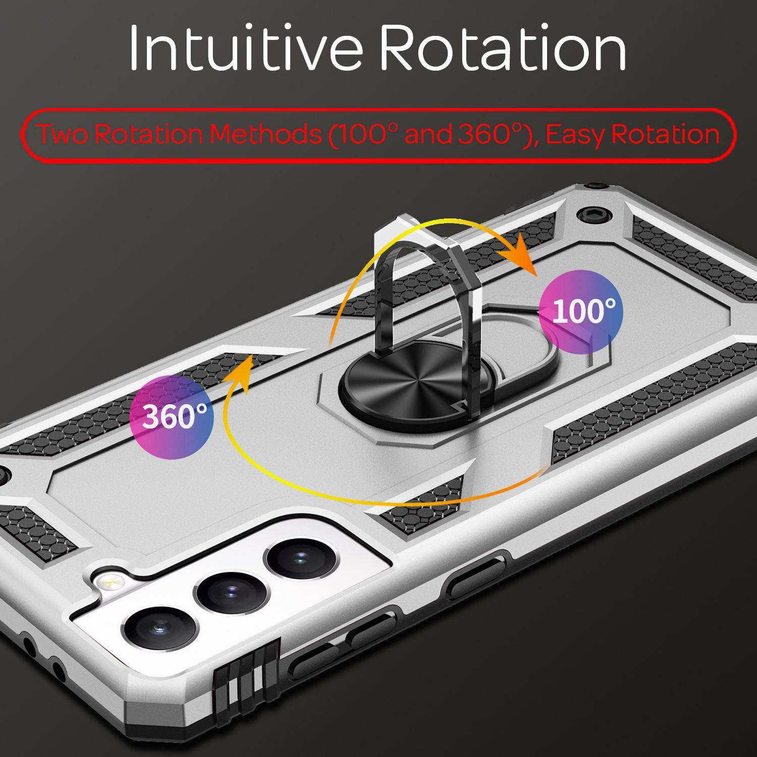 NALIA Military-Style Ringhülle für Samsung Galaxy S21 FE, Extrem Schützend Stoßfest Robust, 360° Ring für Standfunktion-1