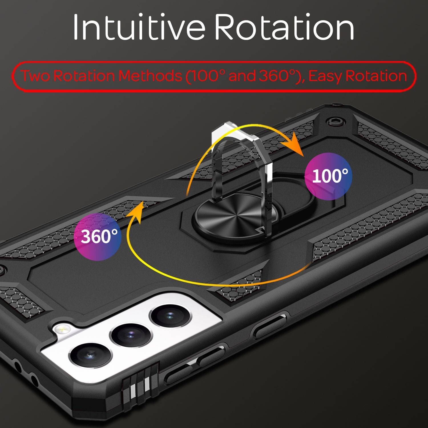 NALIA Military-Style Ringhülle für Samsung Galaxy S21 FE, Extrem Schützend Stoßfest Robust, 360° Ring für Standfunktion-1