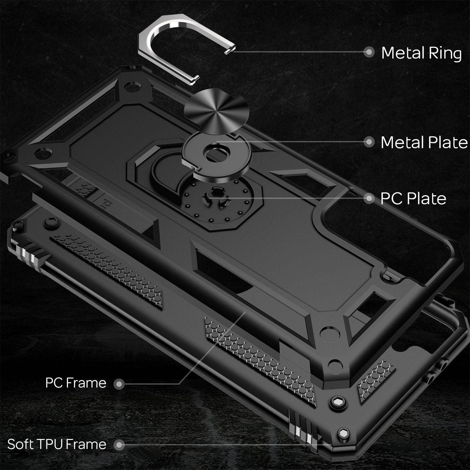NALIA Military-Style Ringhülle für Samsung Galaxy S21 FE, Extrem Schützend Stoßfest Robust, 360° Ring für Standfunktion-4