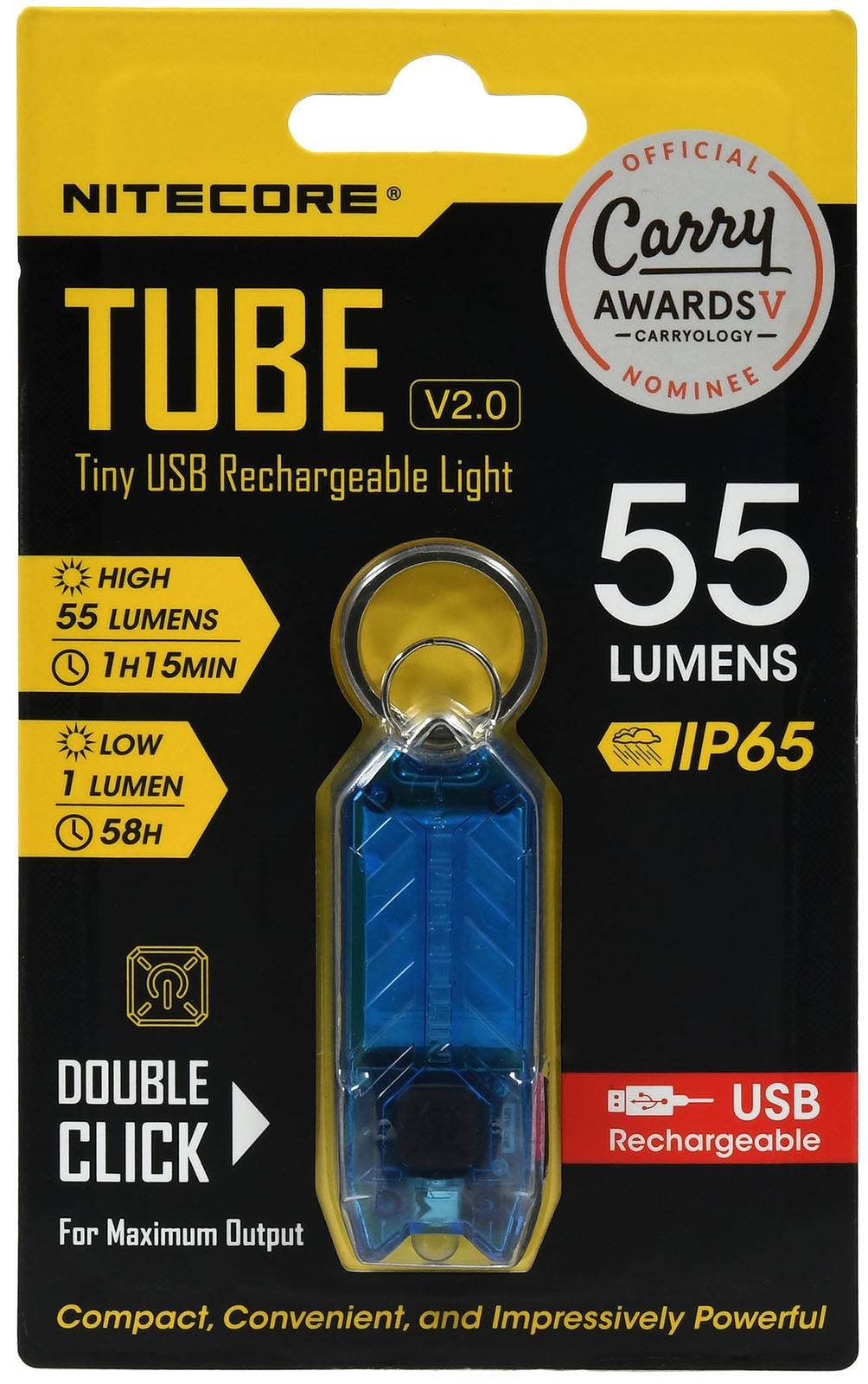 Nitecore TUBE 2.0 Mini LED Taschenlampe, mit Micro USB, 55 Lumen, blau, Li-Ion-0