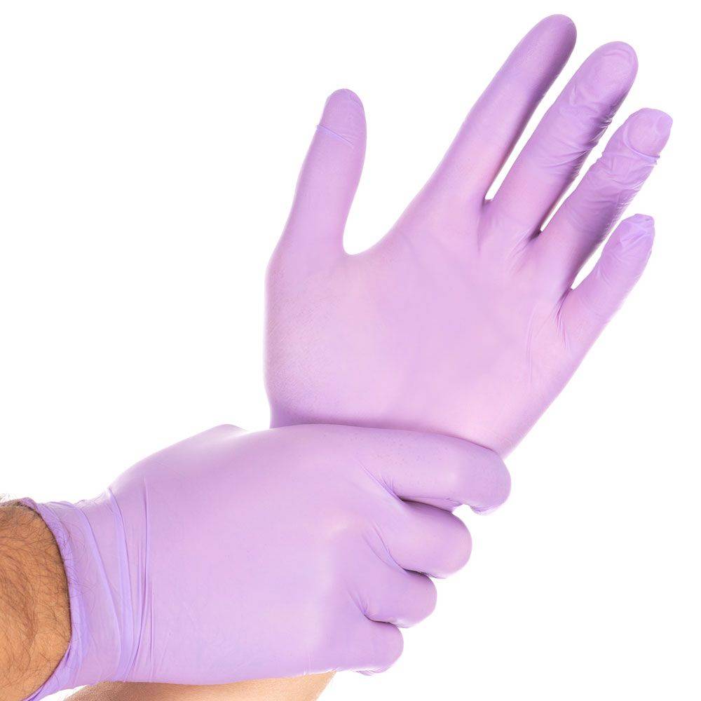 Hygostar Safe Light Nitril-Einweghandschuh puderfrei unsteril (100 Stk.) Farbe: Violett, Gr. 7 (S)-1