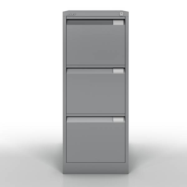 Bisley Hängeregistraturschrank, einbahnig, DIN A4, 3 HR-Schubladen, Farbe silber