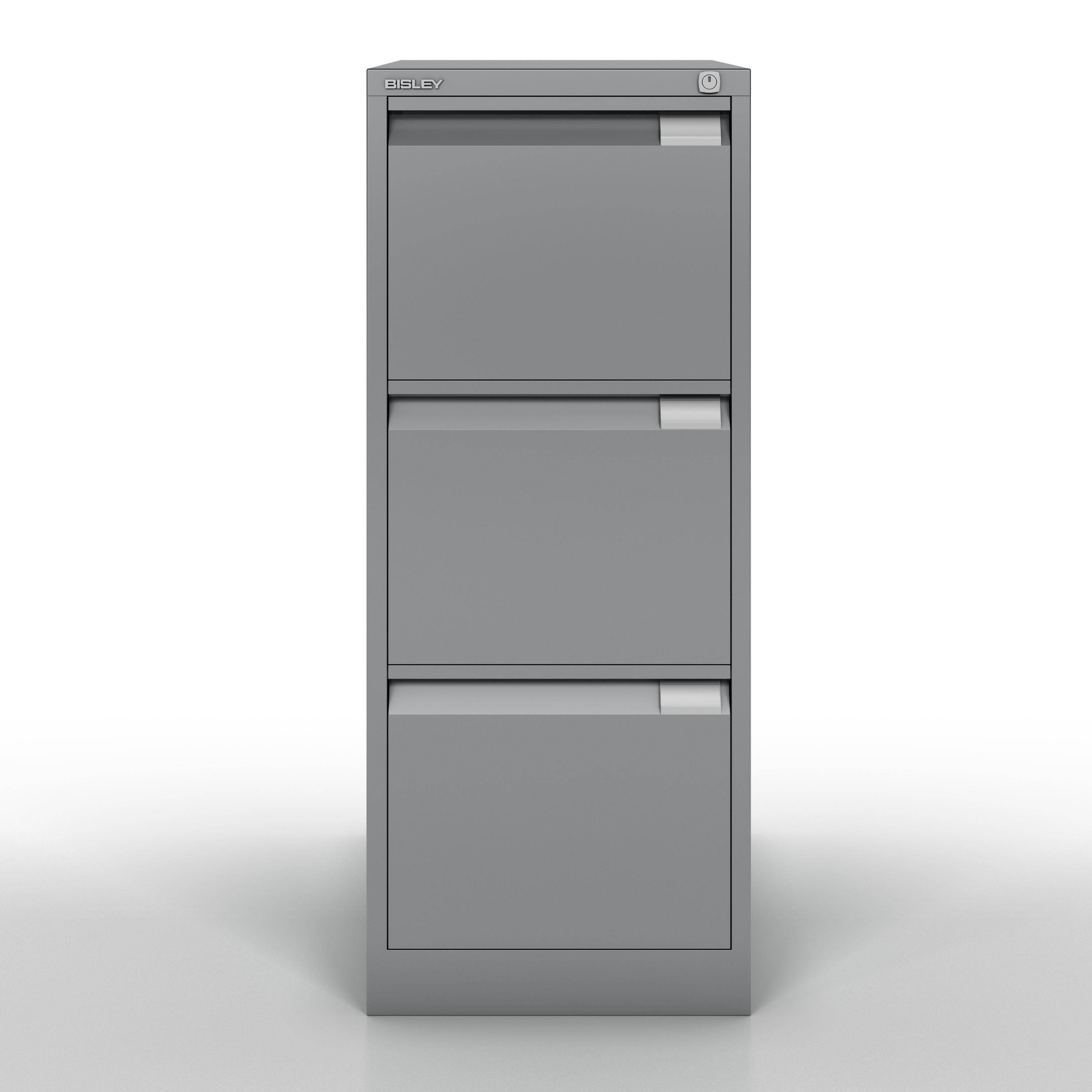 Bisley Hängeregistraturschrank, einbahnig, DIN A4, 3 HR-Schubladen, Farbe silber-0