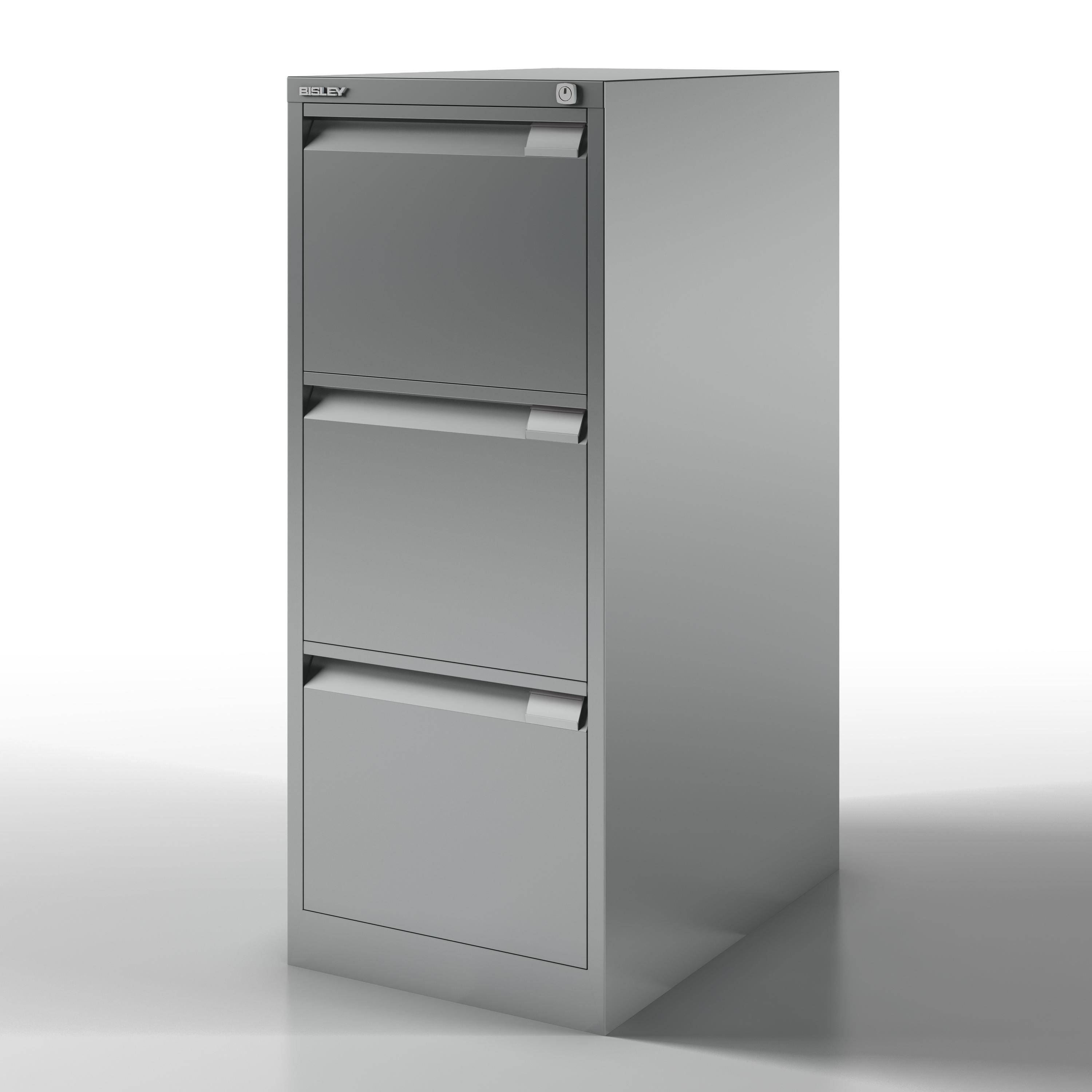 Bisley Hängeregistraturschrank, einbahnig, DIN A4, 3 HR-Schubladen, Farbe silber-2