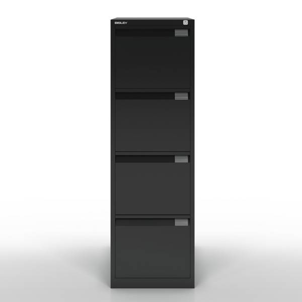Bisley Hängeregistraturschrank, einbahnig, DIN A4, 4 HR-Schubladen, Farbe schwar