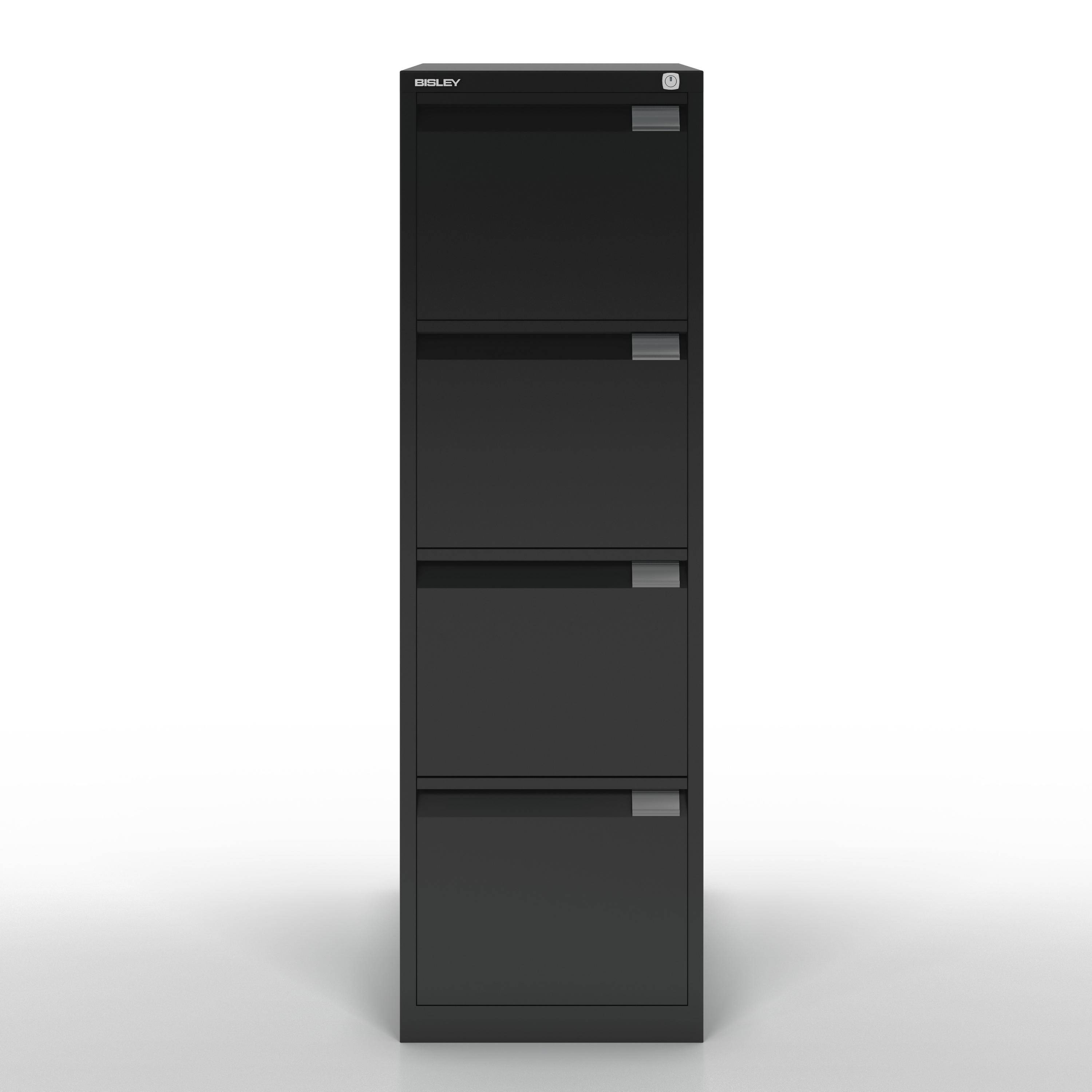 Bisley Hängeregistraturschrank, einbahnig, DIN A4, 4 HR-Schubladen, Farbe schwar-0