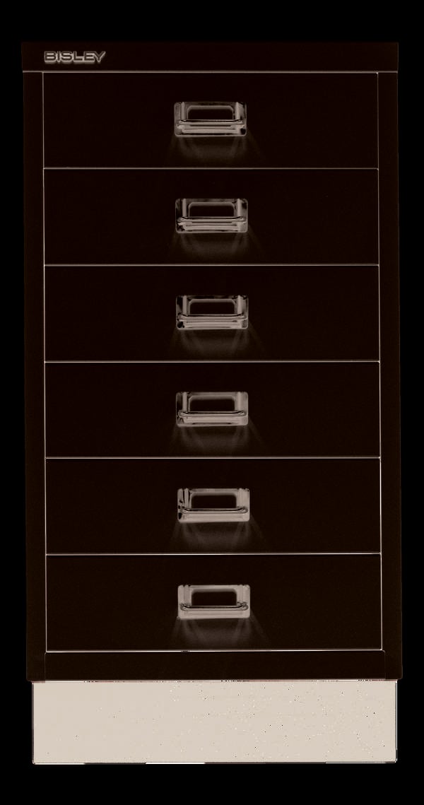 Bisley MultiDrawer™, 29er Serie mit Sockel, DIN A3, 6 Schubladen, Farbe silber