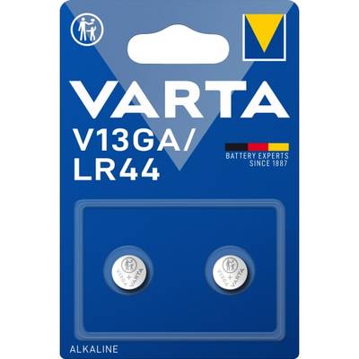 Varta Knopfzelle LR 44  1.5 V 2 St. 155 mAh  Alkali-Mangan ALKALINE Spec. V13GA/LR44 Bli2
