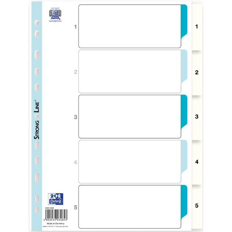 Register A4 PP-Folie 1-5 weiß