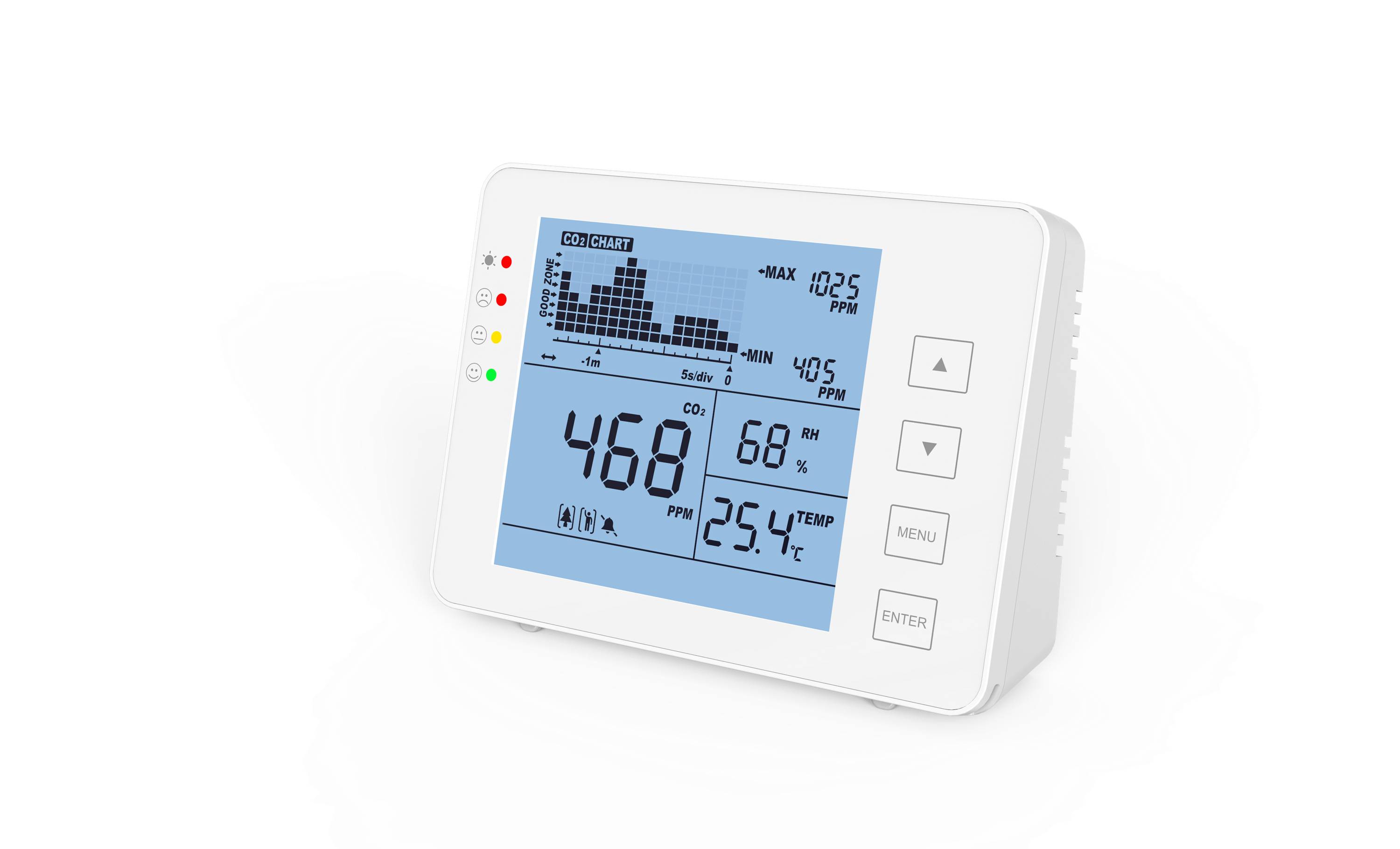 emissimo CO2 Messgerät, CO2 Monitor CO-20-Pro2 Desktop Kohlendioxid Detektor - Trendanzeige-1