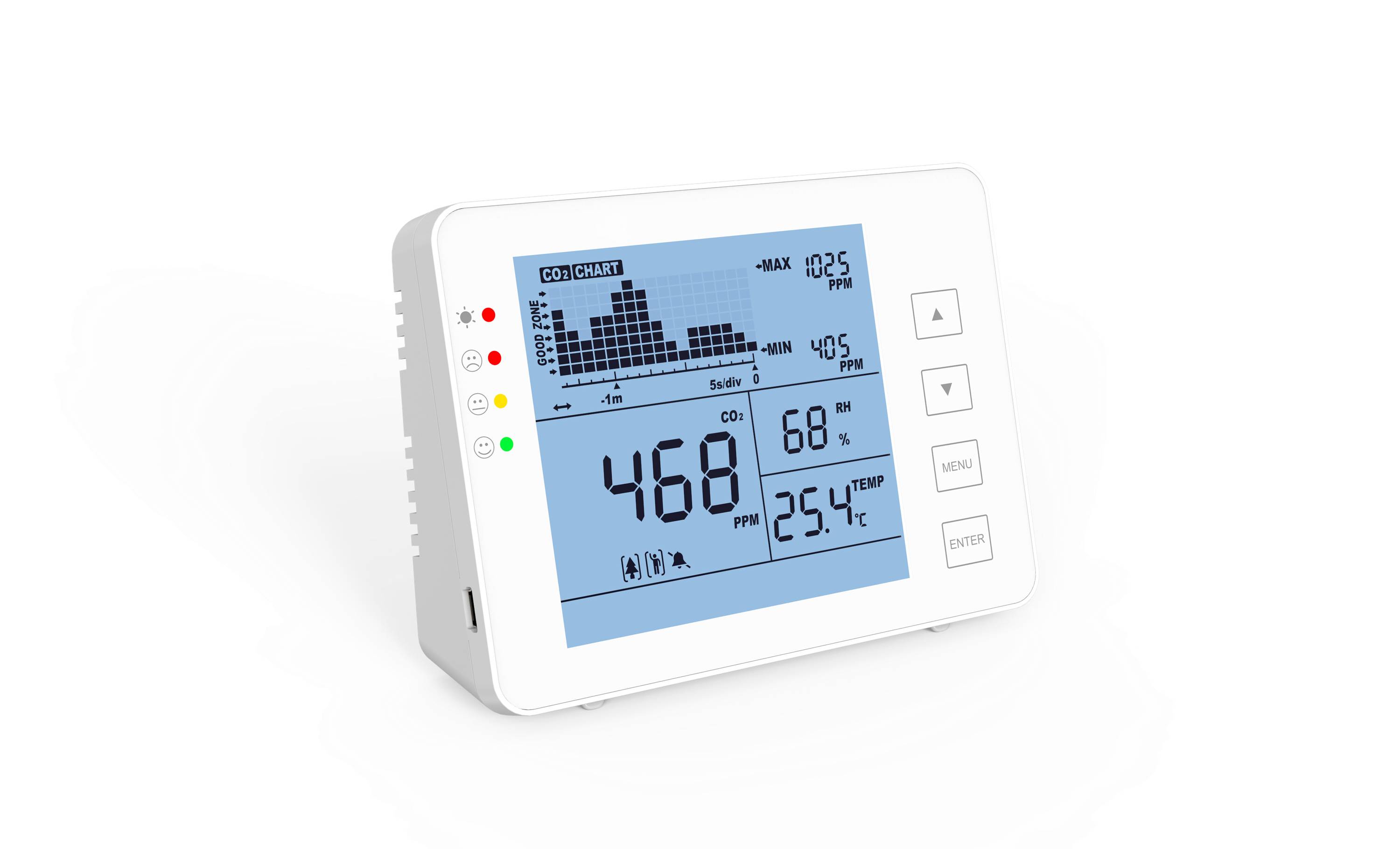 emissimo CO2 Messgerät, CO2 Monitor CO-20-Pro2 Desktop Kohlendioxid Detektor - Trendanzeige-2