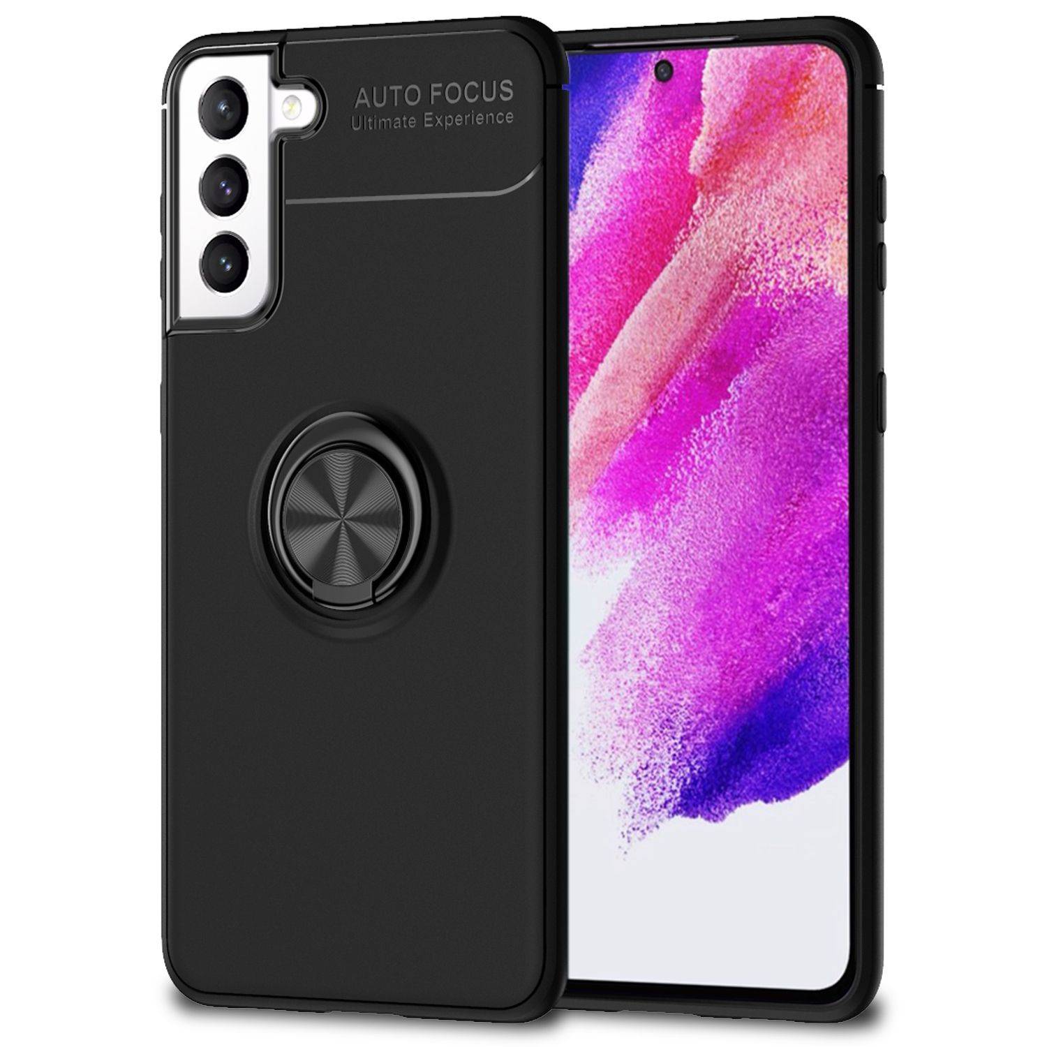 NALIA Matt-Schwarze Ringhülle für Samsung Galaxy S21 FE Schwarz-0