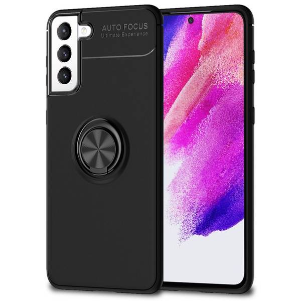 NALIA Matt-Schwarze Ringhülle für Samsung Galaxy S21 FE Schwarz