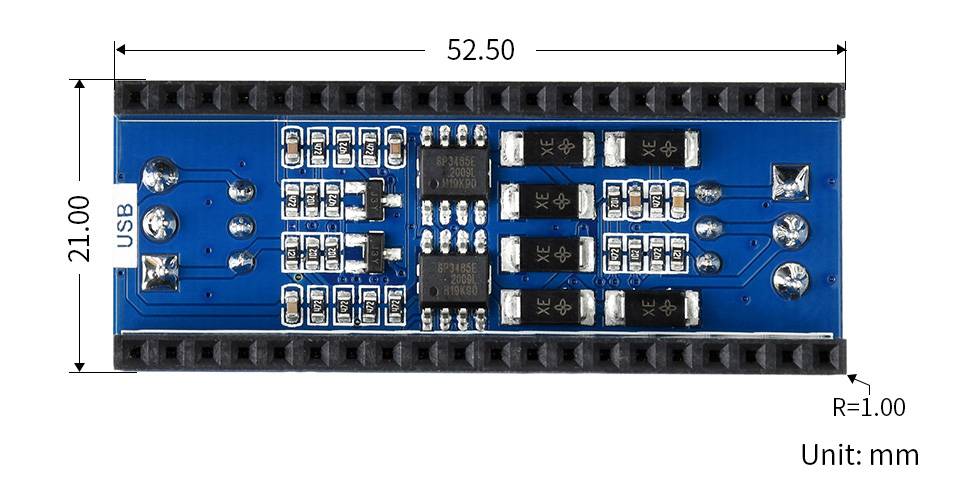 WaveShare 2-Channel RS485 Module for Raspberry Pi Pico SP3485 Transceiver UART To RS485-6