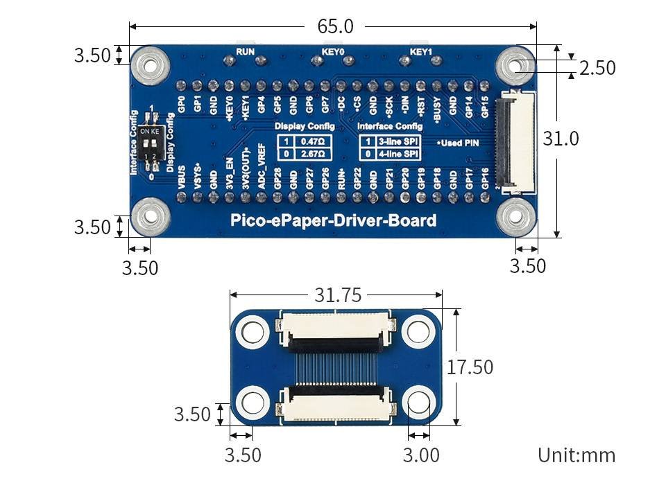 WaveShare 7.5inch E-Paper E-Ink Display Module (B) for Raspberry Pi Pico 800x480 Red Black White SPI