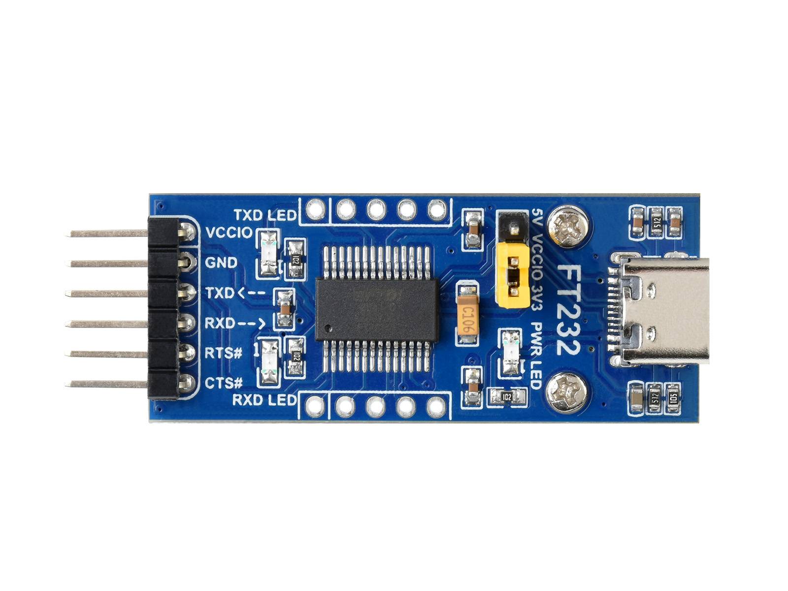 WaveShare FT232 USB UART Board (Type C), USB To UART (TTL) Communication Module, USB-C Connector-2
