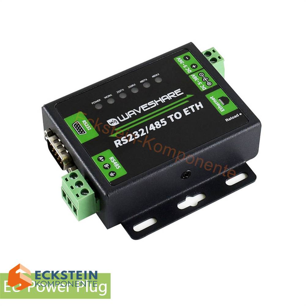 WaveShare Industrial RS232 RS485 to Ethernet Converter for EU-6
