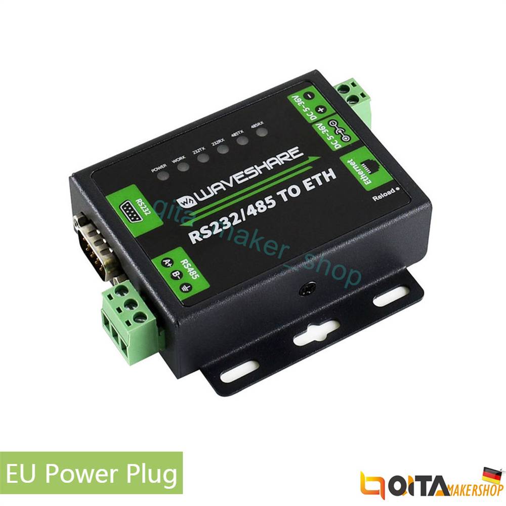 WaveShare Industrial RS232 RS485 to Ethernet Converter for EU-7