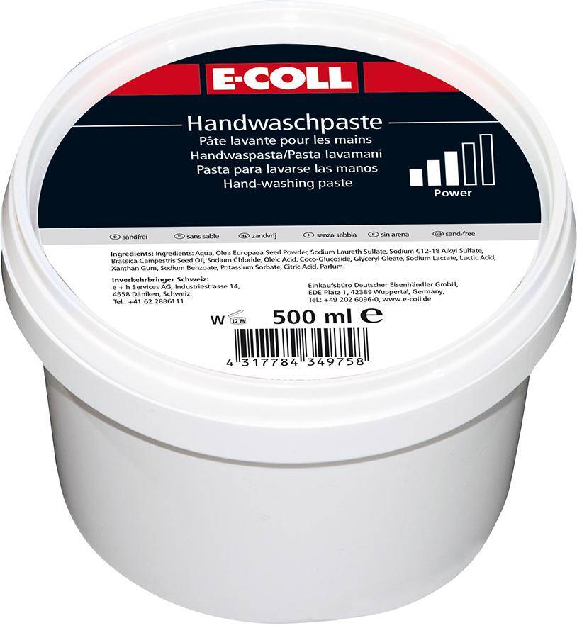 E-COLL Handwaschpaste sand- und seifenfrei rückfettend 500ml Dose-0
