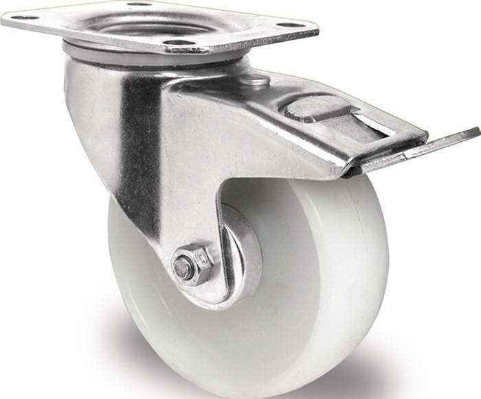 PROMAT Lenkrolle Rad-Ø 200 mm Tragfähigkeit 350 kg mit Totalfeststeller Polyam-0