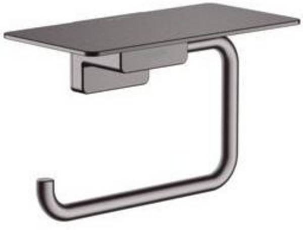 hansgrohe AddStoris Q Toilettenpapierhalter mit Ablage, Brushed Black Chrome
