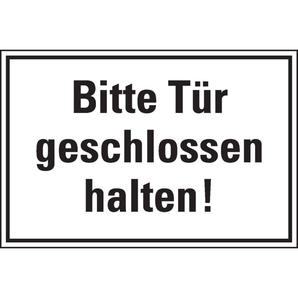 Hinweisschild Bitte Tür geschlossen halten, Cellulose-Folie, selbstklebend, 300x200mm-0