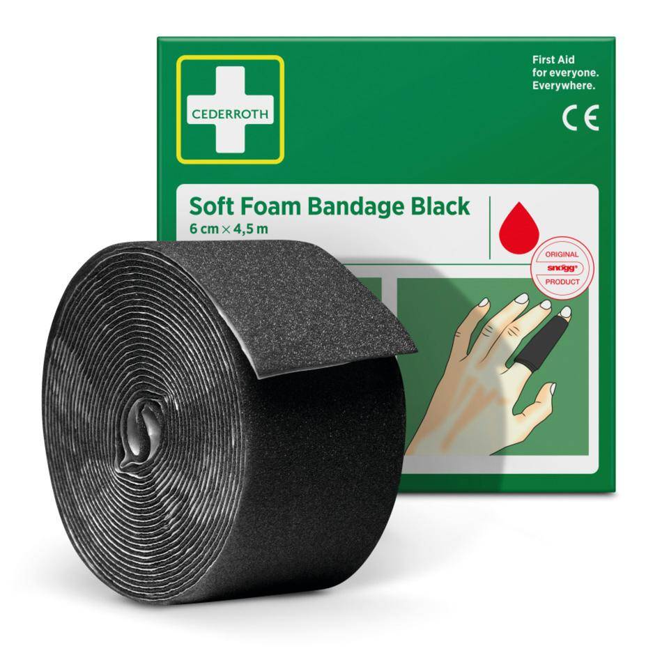 CEDERROTH Soft Foam Bandage,elastisch,schwarz,Polyurethanschaum,selbstkl,6cm,4,5m-0