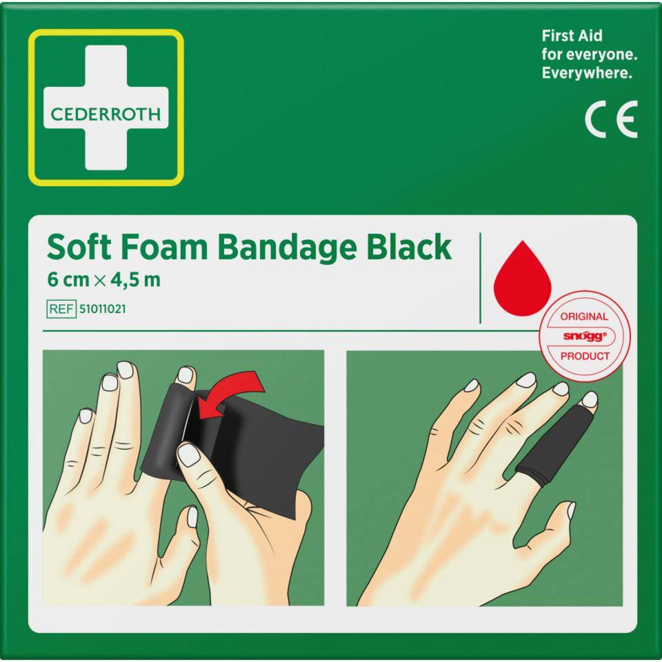CEDERROTH Soft Foam Bandage,elastisch,schwarz,Polyurethanschaum,selbstkl,6cm,4,5m-2