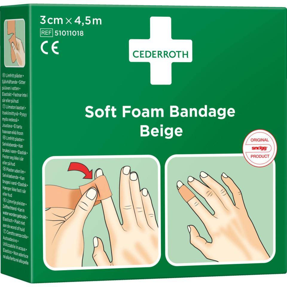 CEDERROTH Soft Foam Bandage Finger/Zeh,beige,Polyurethanschaum,selbstkl,3cm,4,5m-1