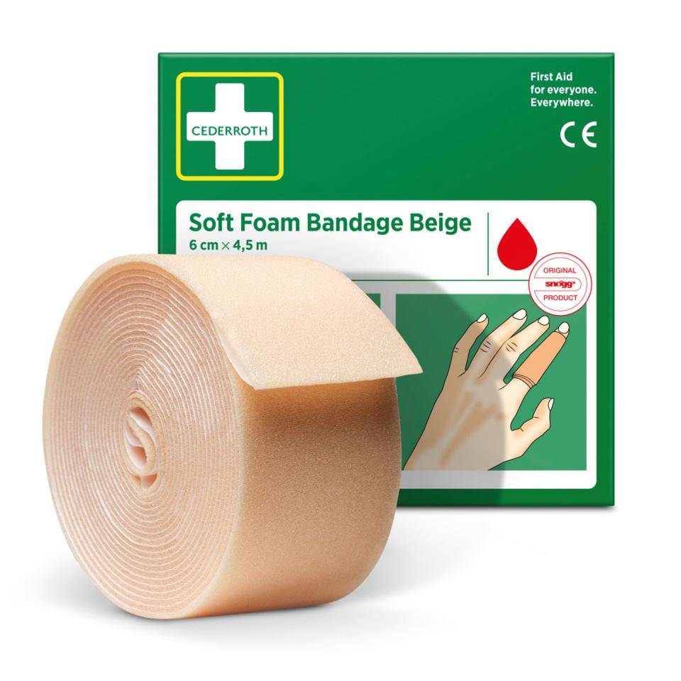 CEDERROTH Soft Foam Bandage,elastisch,beige,Polyurethanschaum,selbstklebend,6cm,4,5m-0