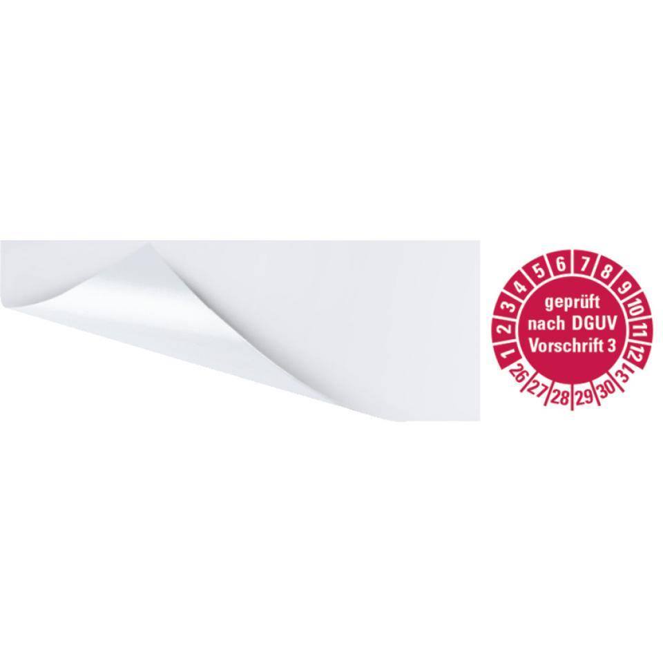Kabelprüfplakette geprüft nach DGUV 3 26-31,rot,Folie,selbstklebend,57x25mm,6/Bogen-0