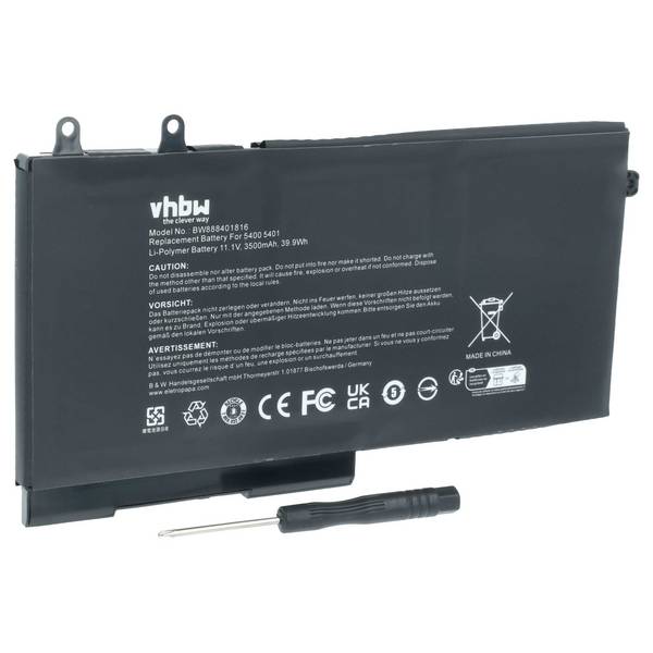 vhbw Akku kompatibel mit Dell Latitude 5401 | 5501, 5411, 5410, 5400 Chromebook, 5500, 5400 Notebook (3500 mAh, 11,4 V