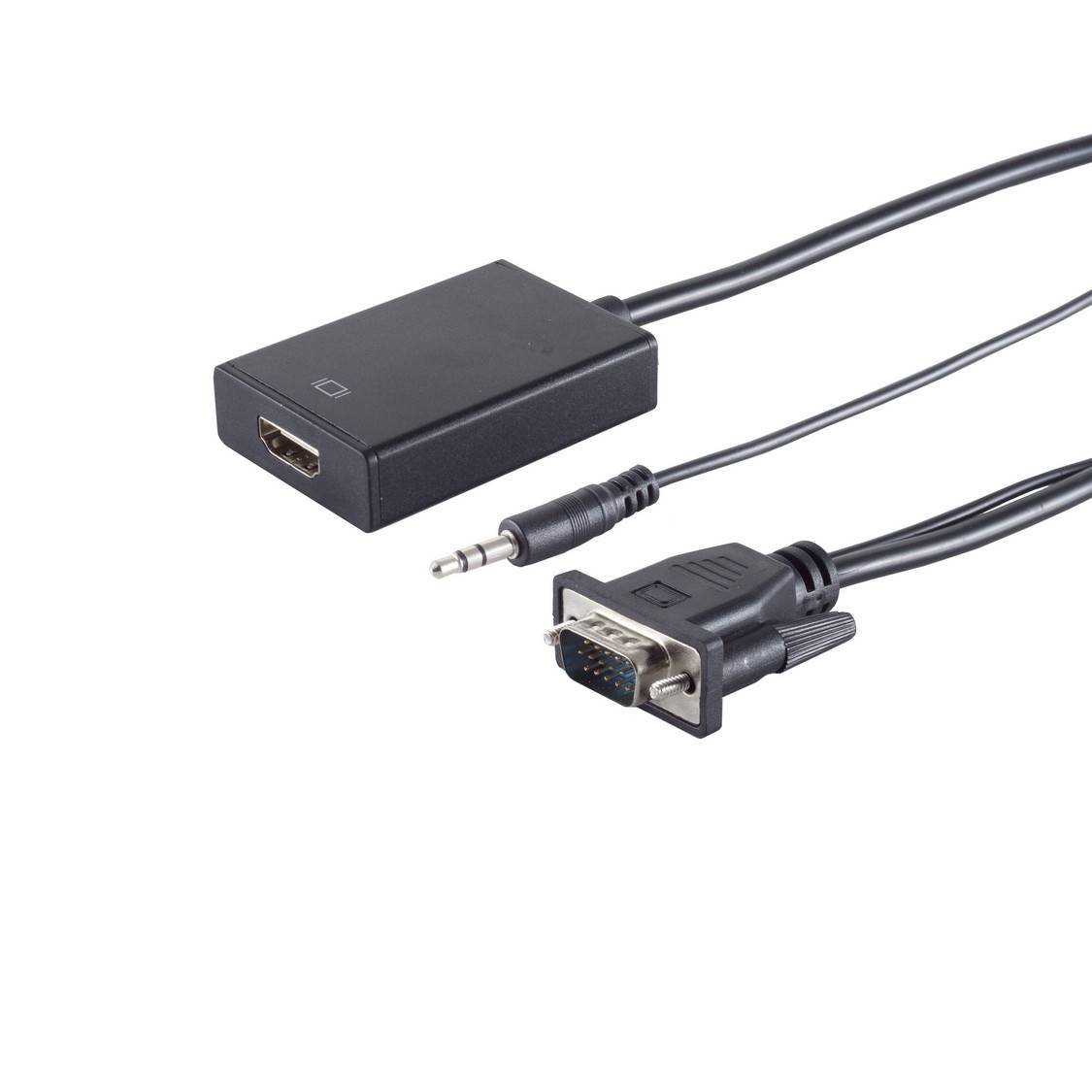 VGA zu HDMI Adapter Konverter mit Audio 3,5mm Klinke Full HD 1080p Schwarz 0,15m-0