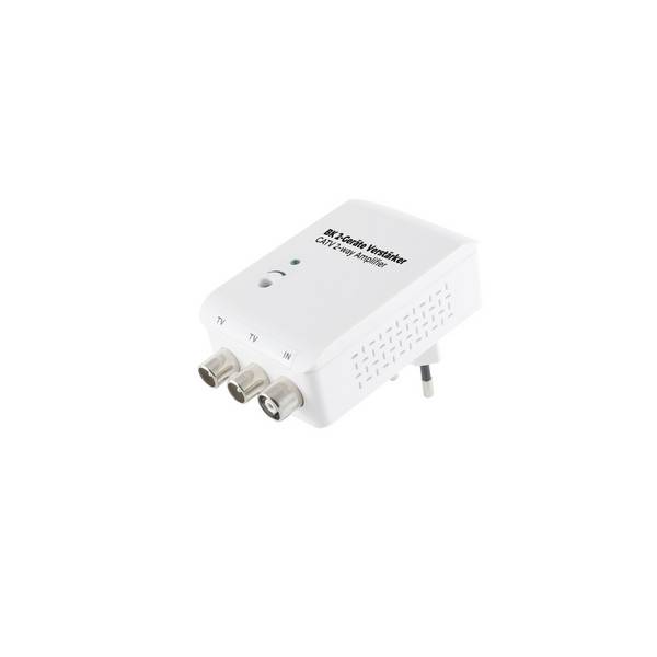 KABELBUDE.EU Antennenverstärker DVB-C DVB-T IEC-Buchse auf 2x IEC-Stecker regelbar 20 dB