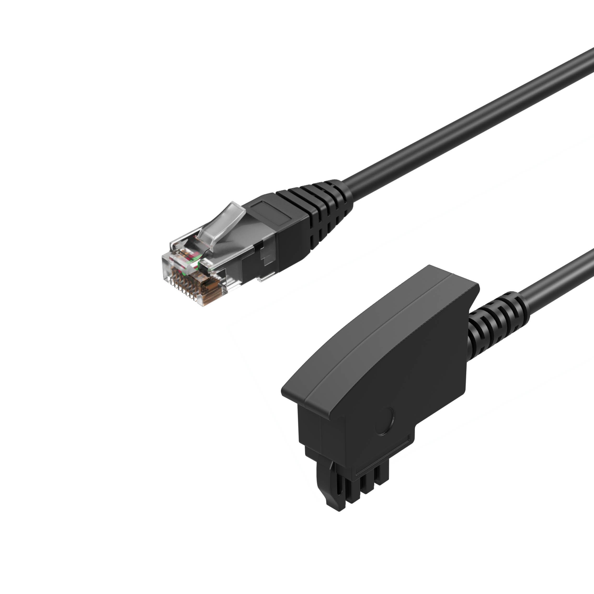 TAE-F Stecker auf RJ45 Stecker, VDSL Routerkabel, schwarz, 6,0m-0